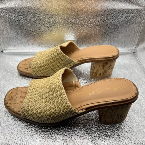 Women's Tan Woven Slide Sandals - Picture 2 of 6